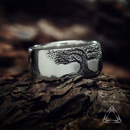 Simple Retro Carved Tree of Life Ring - Image26755125608542