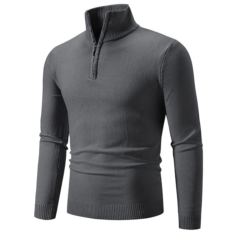 2023 Men's Plus Size Fleece Zip Mock Neck Sweater - Image26755177906270