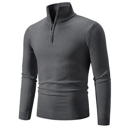 2023 Men's Plus Size Fleece Zip Mock Neck Sweater - Image26755177906270