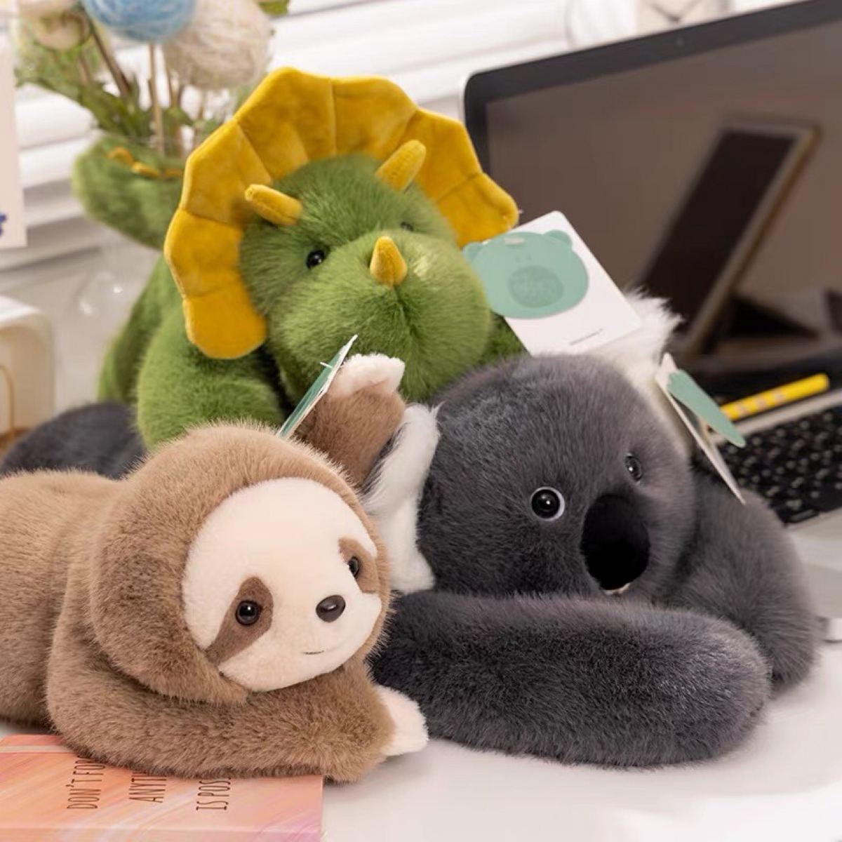 Panda, Koala, Sloth, Dinosaur, Bear & Little Panda Plush Doll Gift – Kids Soft Stuffed Toy - 