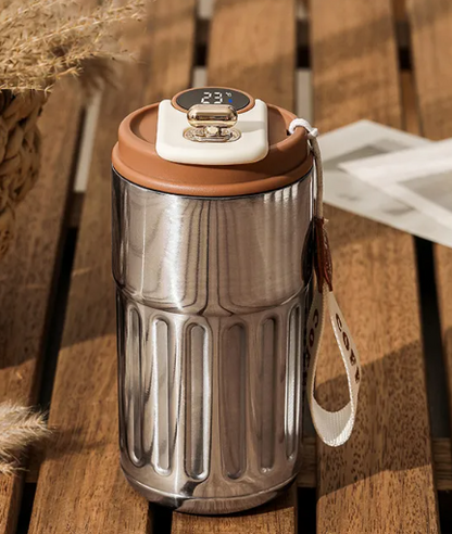 Smart Digital Thermal Bottle Portable Coffee Mug Stainless Steel Water Bottle In-Car Insulated Cup Keep Cold Vacuum Flasks 450ml - Image26755089203294
