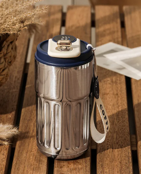 Smart Digital Thermal Bottle Portable Coffee Mug Stainless Steel Water Bottle In-Car Insulated Cup Keep Cold Vacuum Flasks 450ml - 