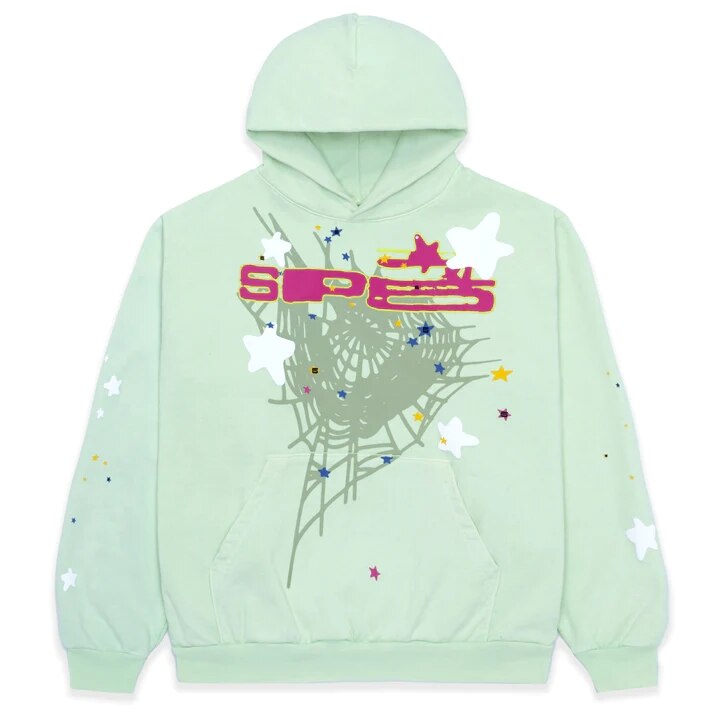Spider Letter Prints Hoodies - 