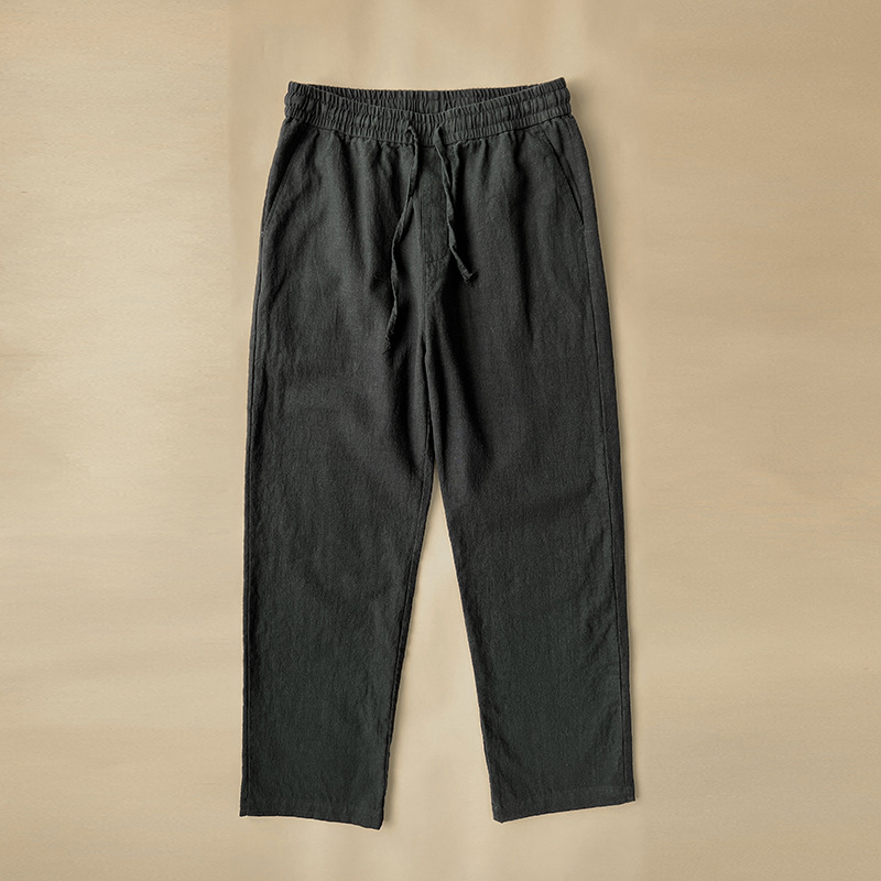 Men's Casual Pants White Baggy Straight Trousers - 