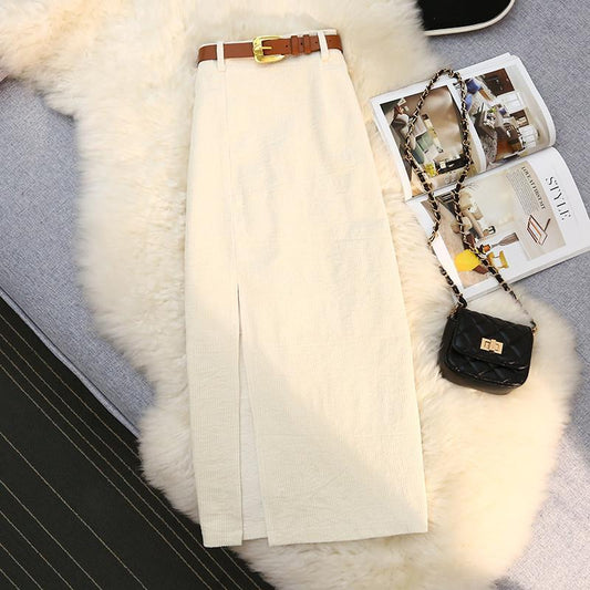 High Waist A-Line Corduroy Skirt for Women