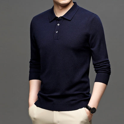 Men's Lapel Knit Pullover Sweater - Image26755079209054
