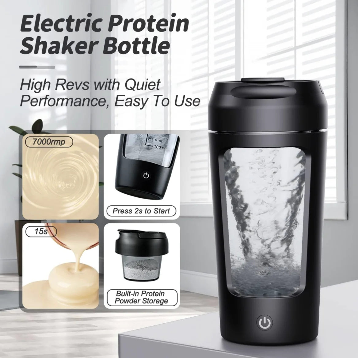 Electric Portable Whey Protein Shaker Bottle - 