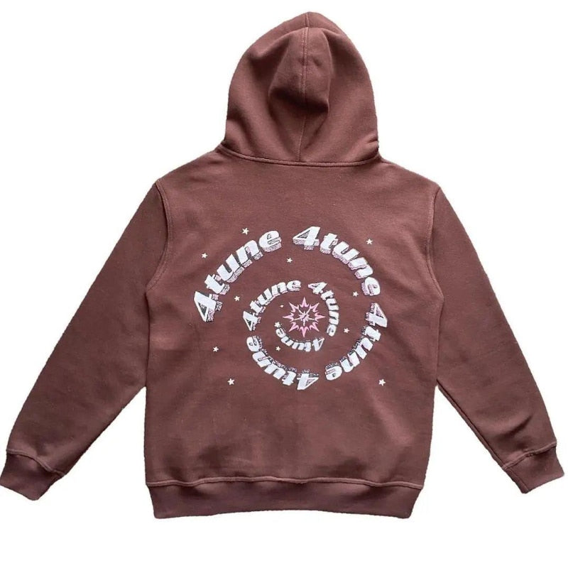 Star Printed Zip Up Hoodies - 