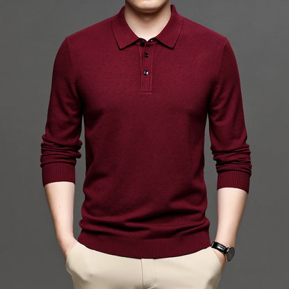 Men's Lapel Knit Pullover Sweater - Image26755079405662
