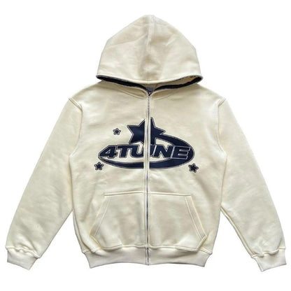 Star Printed Zip Up Hoodies - Image26755369369694