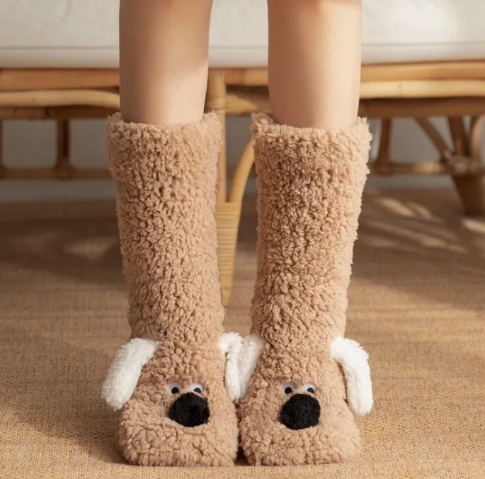 Women’s Plush Dog Socks - 